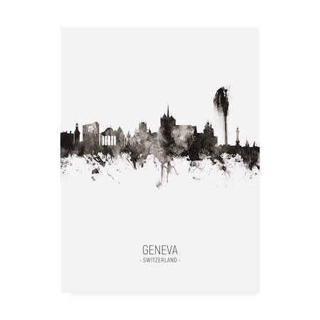 Michael Tompsett 'Geneva Switzerland Skyline Portrait II' Canvas Art,18x24